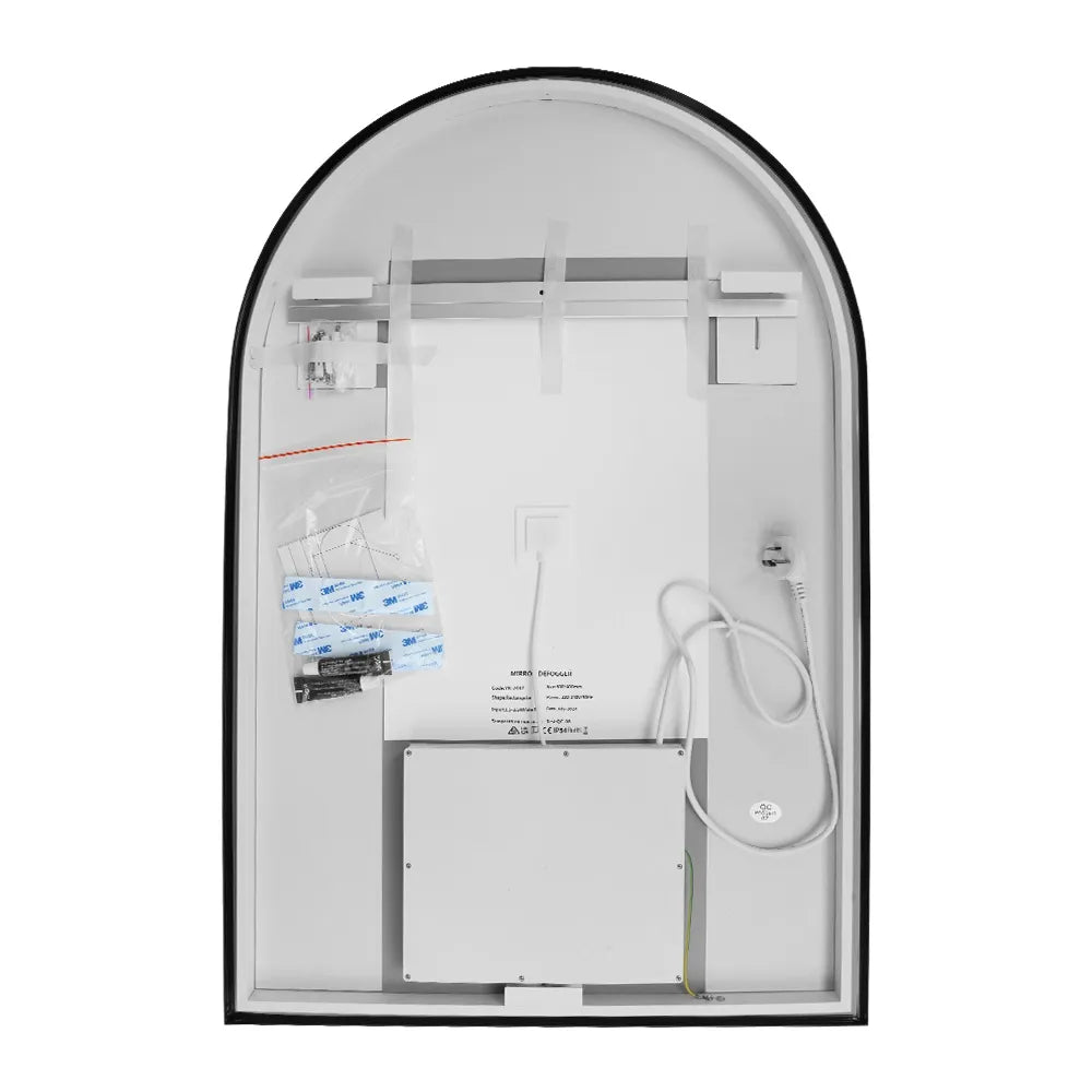 600x900MM GUNMETAL GREY METAL FRAME ARCHED BACKLIT LED MIRROR WITH MOTION SENSOR | DEFOGGER | 3 COLOURS LIGHTS