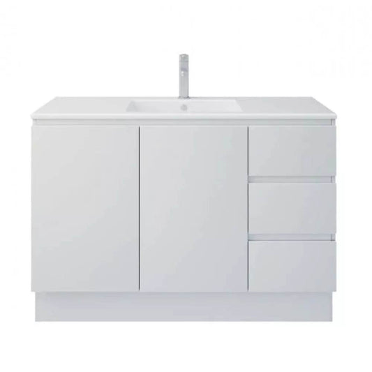 1000MM MADRID PLYWOOD WHITE GLOSS FREESTANDING VANITY WITH CERAMIC TOP - The Tile Collection™