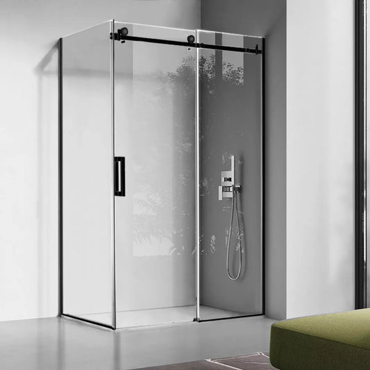 1200X1000MM FRAMELESS SLIDING DOOR SHOWER ENCLOSURE- BLACK - The Tile Collection™