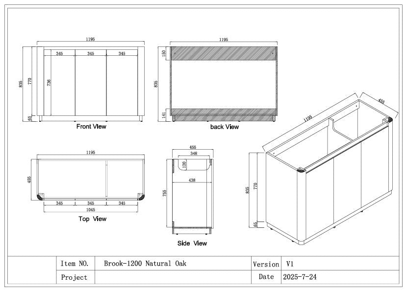 1200MM BROOK CURVED FLOORSTANDING VANITY | HONEY OAK