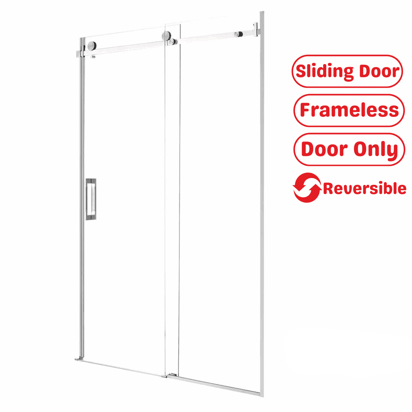 1200MM FRAMELESS SHOWER DOOR - CHROME | GLASS SLIDING DOOR NZ - The Tile Collection™