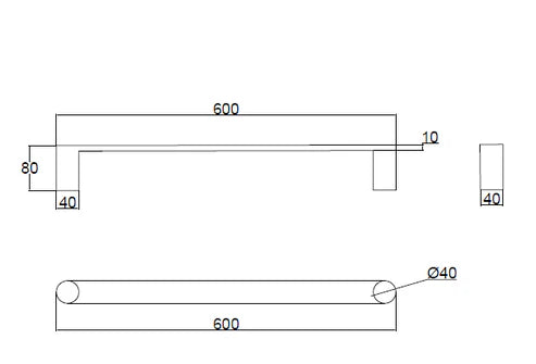 DN ROUND HORIZONTAL SINGLE HEATED TOWEL BAR | 600MM | 5 COLOURS