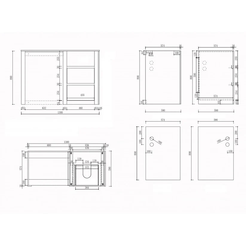 1300MM CHARRED ASH PLYWOOD LAUNDRY STATION | STONE BENCHTOP | STAINLESS STEEL SINK - The Tile Collection™