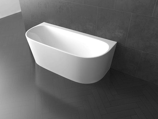 1500MM ZEPHYR OVAL BACK TO WALL BATH DN - The Tile Collection™