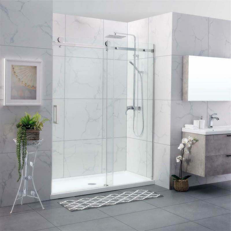 1200MM FRAMELESS SHOWER DOOR - CHROME | GLASS SLIDING DOOR NZ - The Tile Collection™