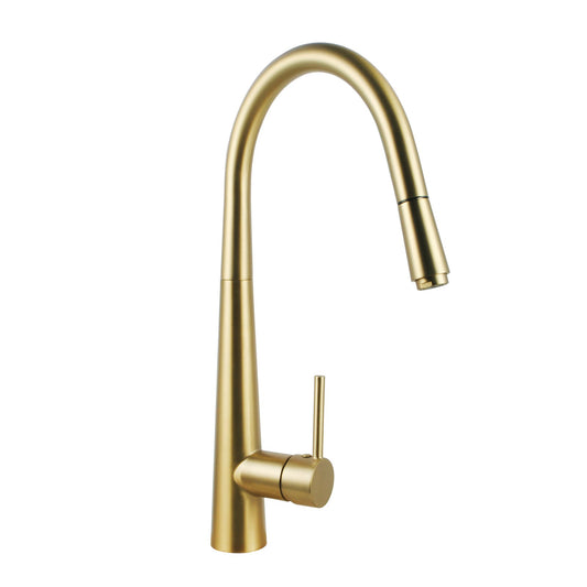 CHASE ROUND PULLOUT KITCHEN SINK MIXER - BRUSHED BRASS