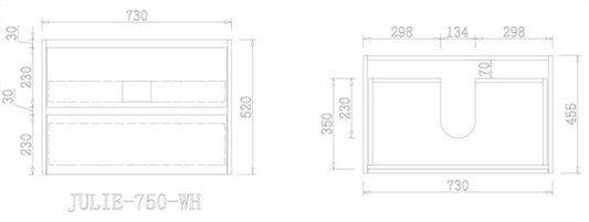 ASH GREY WALL HUNG VANITY | 750MM | PLYWOOD