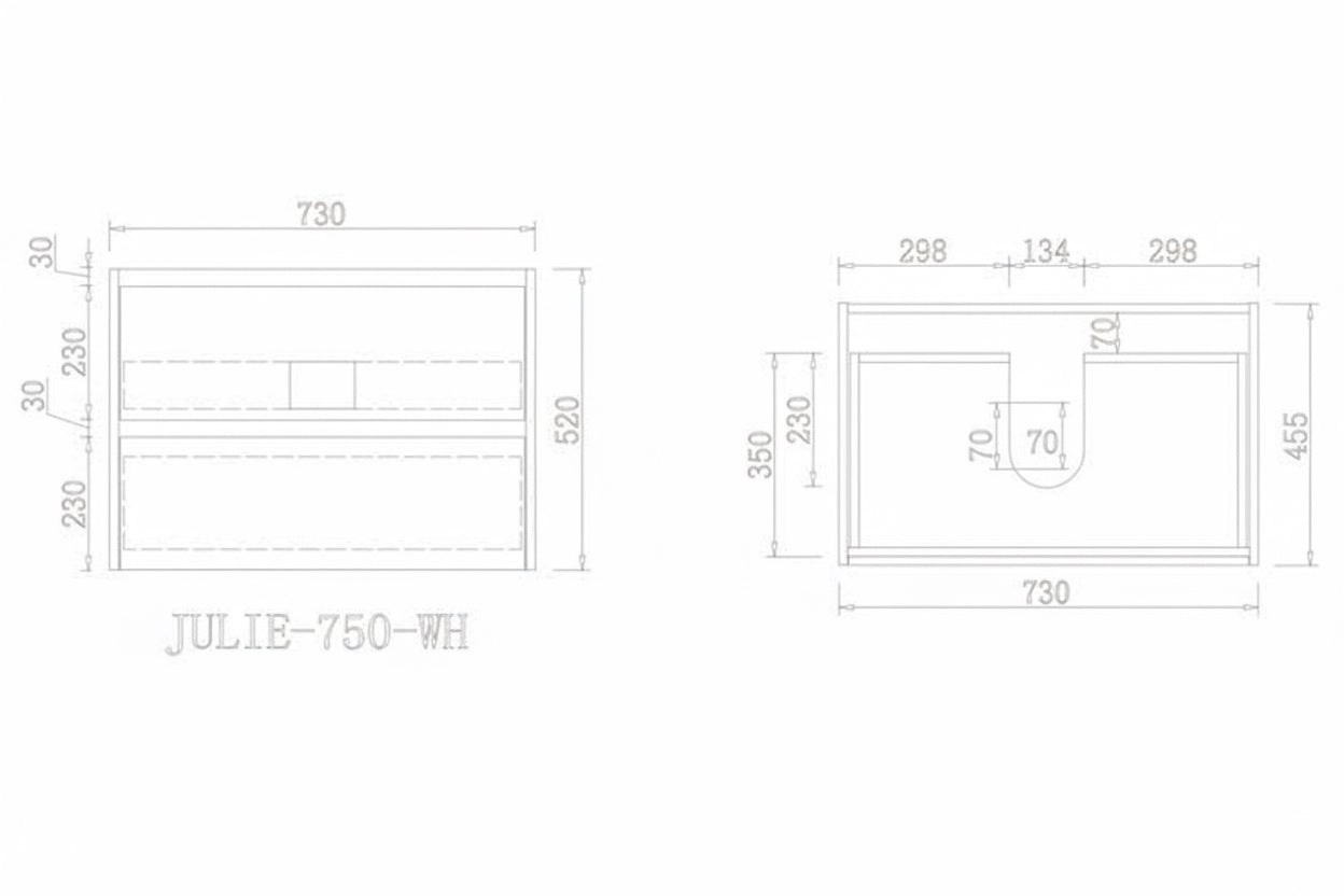 ASH GREY PLYWOOD WALL HUNG VANITY | 750MM