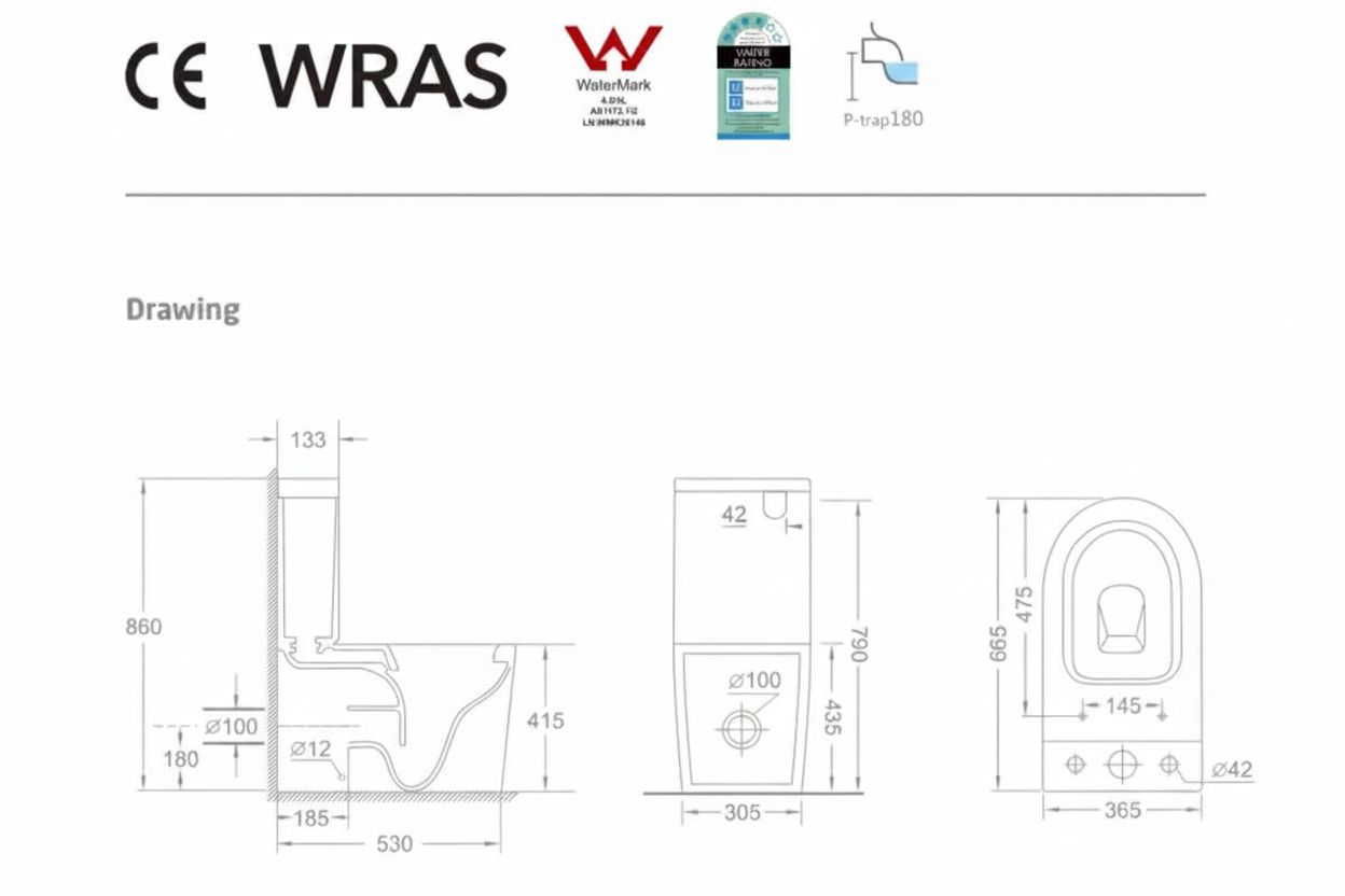 NIERSI TOILET SUITE 665*365*860MM-Dimensions
