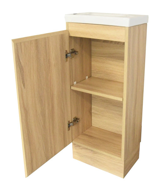 YOLO SLIM FLOOR STANDING VANITY | LIGHT OAK | 400MM | PLYWOOD - The Tile Collection™