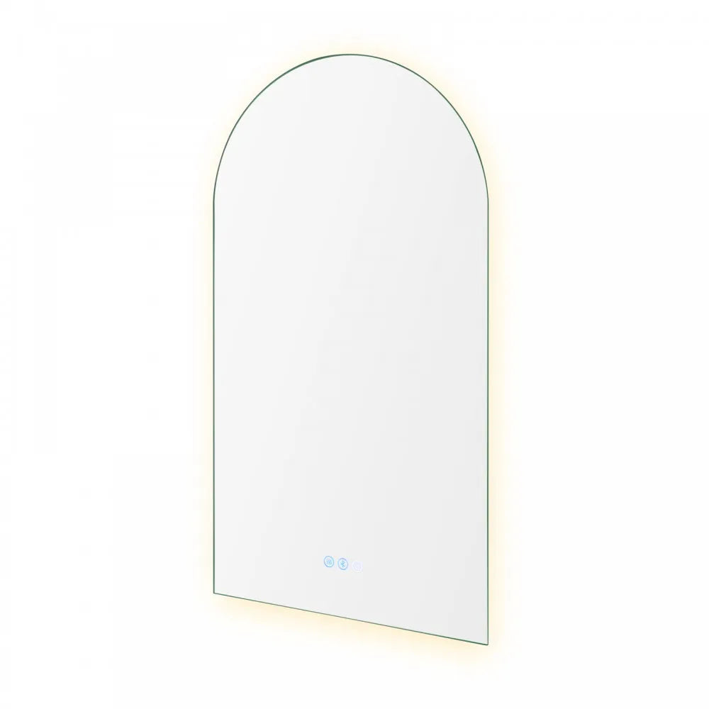 900x500MM ARCH BACKLIT LED MIRROR WITH BLUETOOTH SPEAKER | DEFOGGER | 3 COLOURS LIGHTS - The Tile Collection™