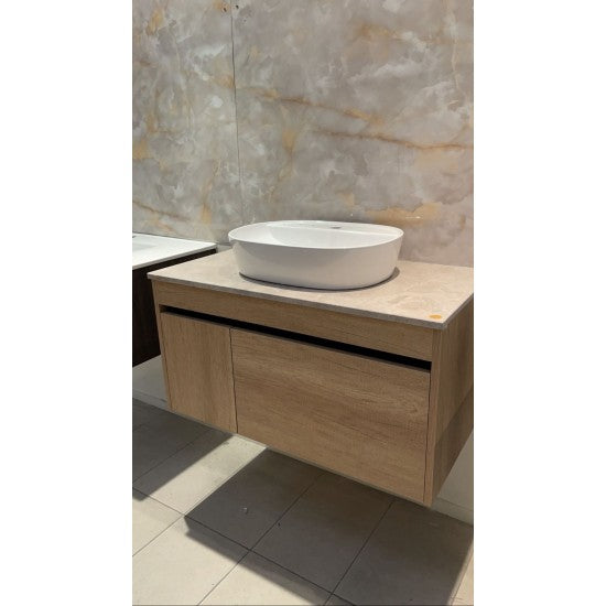HONEY OAK WALL HUNG VANITY | 750MM | SINGLE DRAWER | BC13 - The Tile Collection™
