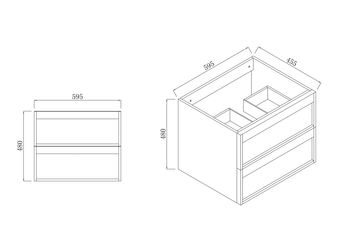 ASPEN WALNUT WALL HUNG VANITY 600MM | 2 DRAWERS, PLYWOOD FLOATING VANITY NZ