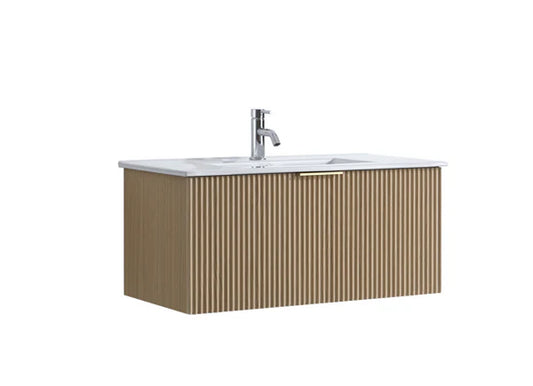 MEHER FLUTED OAK WALL HUNG VANITY | 750MM |PLYWOOD