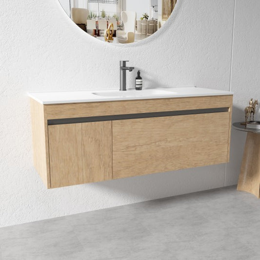 HONEY OAK WALL HUNG VANITY | 1200MM SINGLE BASIN VANITY | BC13 - The Tile Collection™