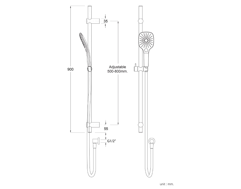ELEMENTI SPLASH PLUS SQUARE / ION SLIDE SHOWER 3 FCT - CHROME - The Tile Collection™