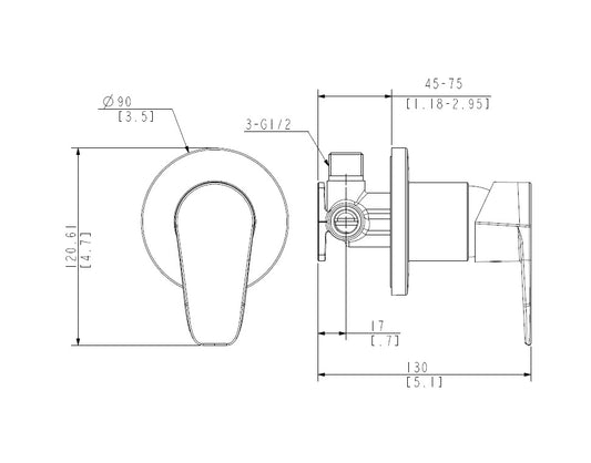 ELEMENTI SAVON SHOWER MIXER - BRUSHED NICKEL - The Tile Collection™