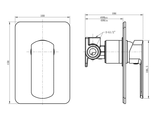 ELEMENTI ION MAINS PRESSURE SHOWER MIXER - GUN METAL - The Tile Collection™