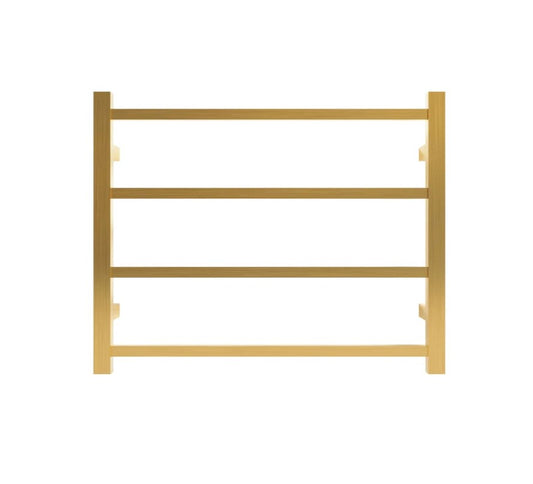 TRANQUILLITY JERSEY 4 BAR SQUARE HEATED TOWEL WARMER 500H*620W*120D- BRUSHED BRASS - The Tile Collection™