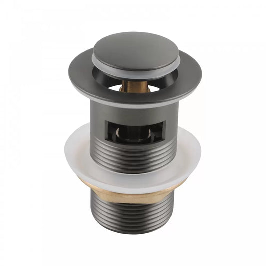 32MM SOLID BRASS BASIN POP UP WASTE WITH OVERFLOW - GUNMETAL GREY - The Tile Collection™