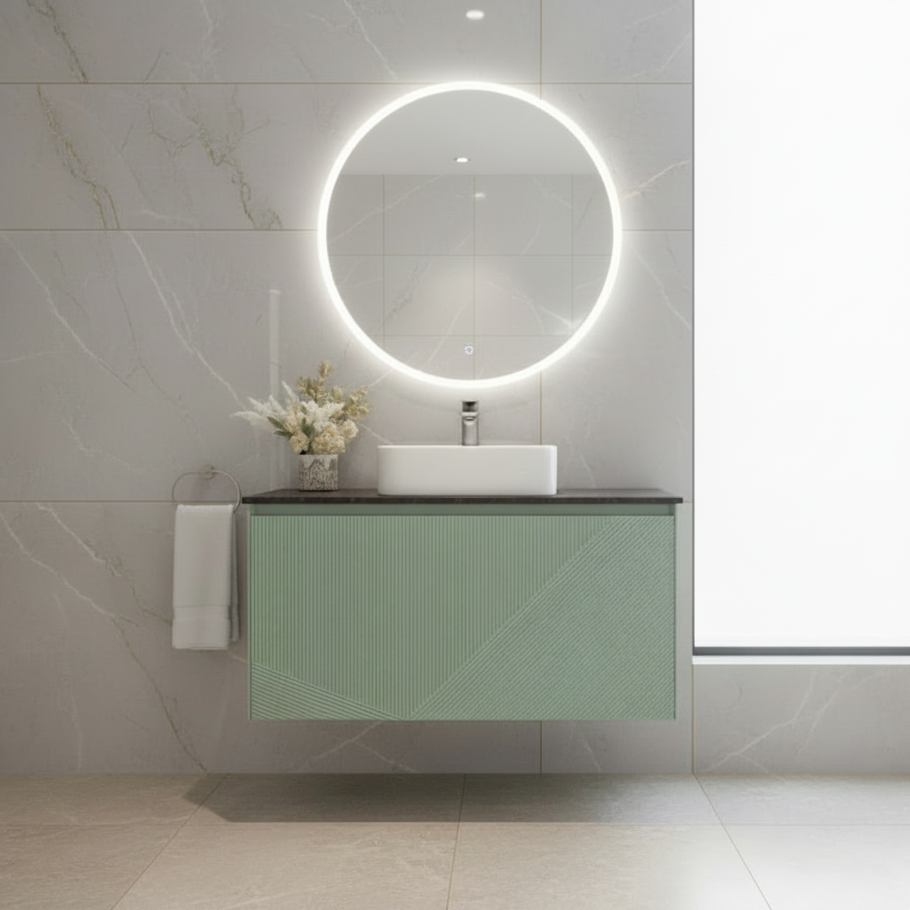 900MM SAGE GREEN WALL HUNG VANITY
