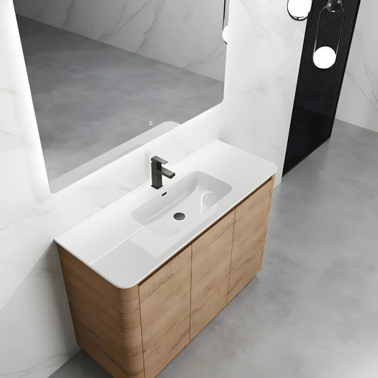 1200MM BROOK CURVED FLOORSTANDING VANITY | HONEY OAK