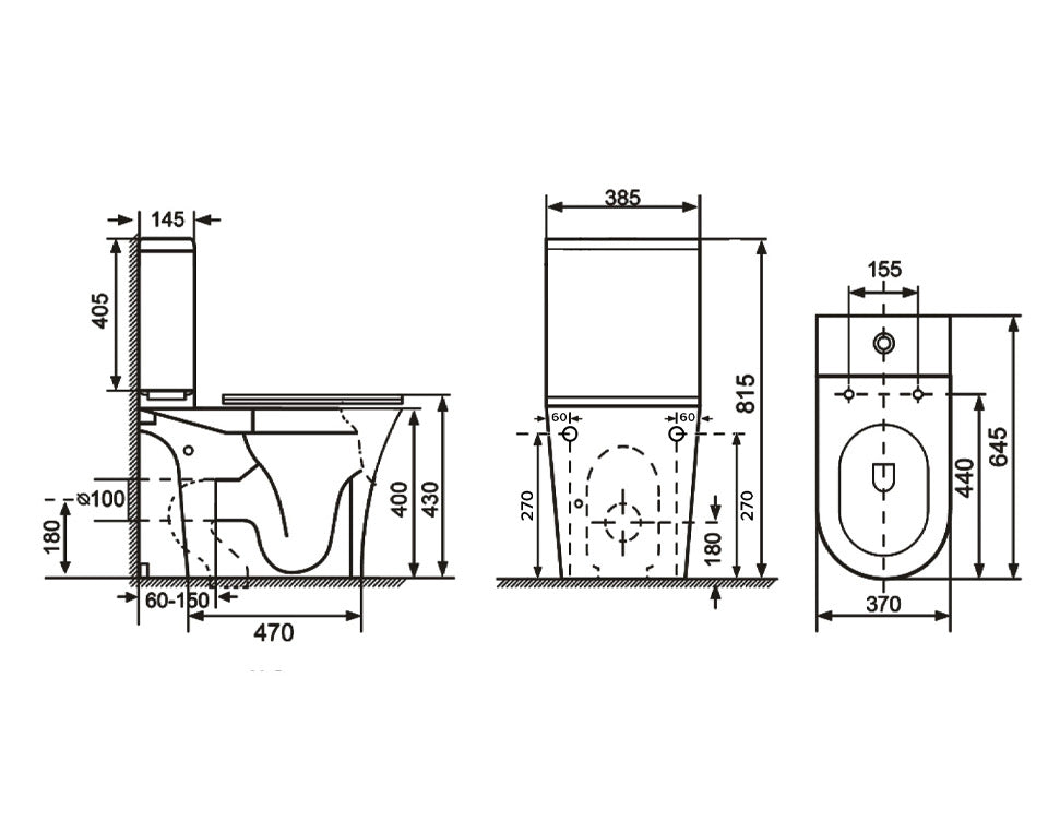 ELEMENTI CURA CC CLOSED COUPLED TOILET SUITE