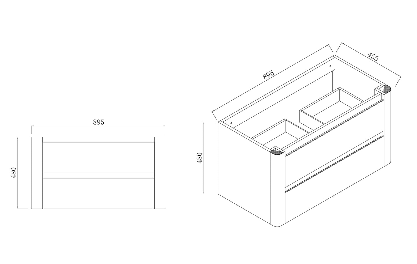 900MM BROOKLYN CURVED WALL HUNG VANITY | HONEY OAK