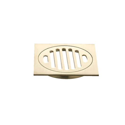 ZEPHYR 100MM SQUARE FLOOR DRAIN - BRUSHED BRASS - The Tile Collection™