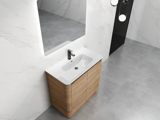 750MM BROOK CURVED FLOORSTANDING VANITY | HONEY OAK