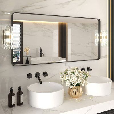 1500x800MM SERAPHINE RECTANGLE BLACK ALUMINIUM FRAMED MIRROR DN - The Tile Collection™