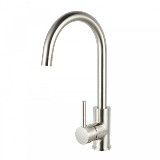 OPAL CLASSIC ROUND GOOSENECK KITCHEN SINK TAP - BRUSHED NICKEL - The Tile Collection™