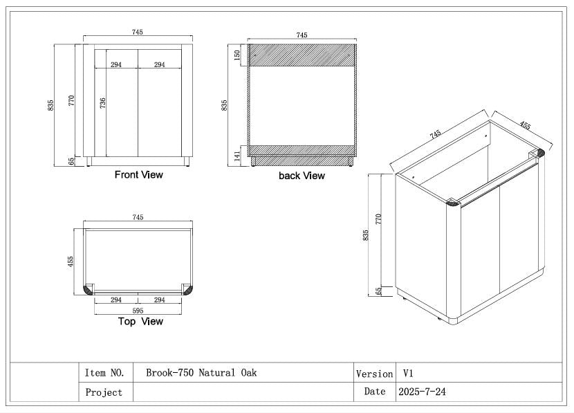 750MM BROOK CURVED FLOORSTANDING VANITY | HONEY OAK