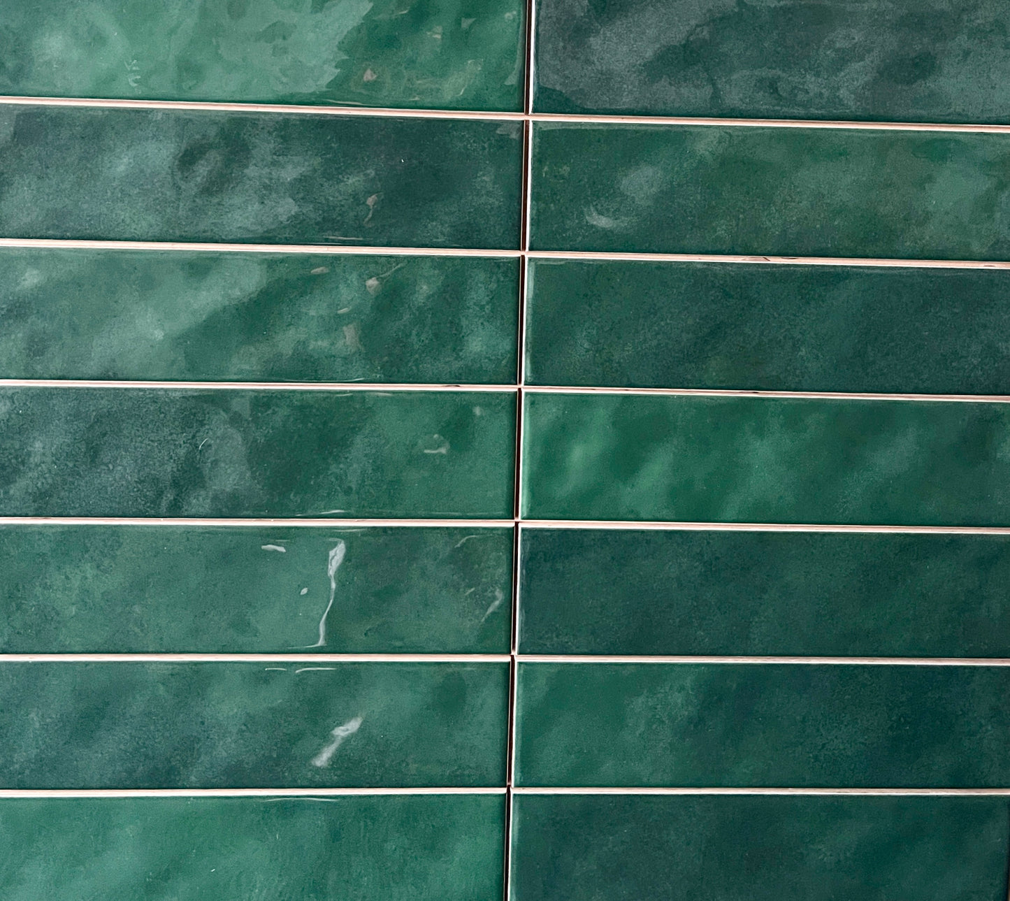 DARK GREEN CERAMIC SUBWAY TILES 75X300MM