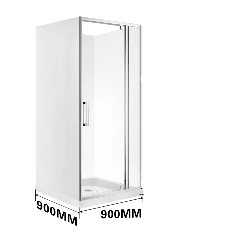 900x900x900MM ALCOVE 3 SIDED SHOWER ENCLOSURE WITH SWING DOOR - CHROME - The Tile Collection™