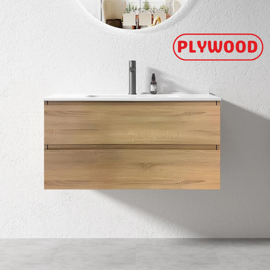Plywood Wall Hung Vanity 900mm Light Oak