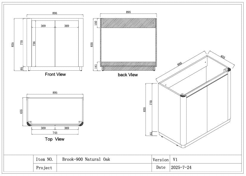 900MM BROOK CURVED FLOORSTANDING VANITY | HONEY OAK