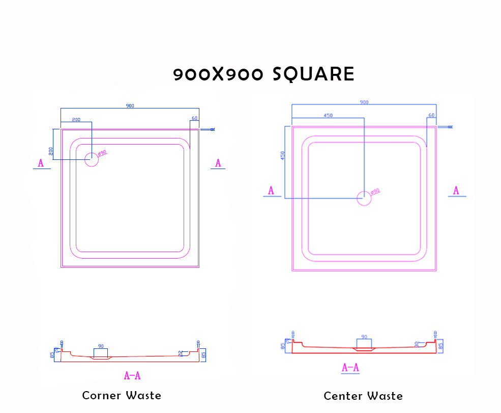 900X900MM SQUARE SHOWER ENCLOSURE KIT - SLIDING DOORS, LINER & TRAY (CHROME)