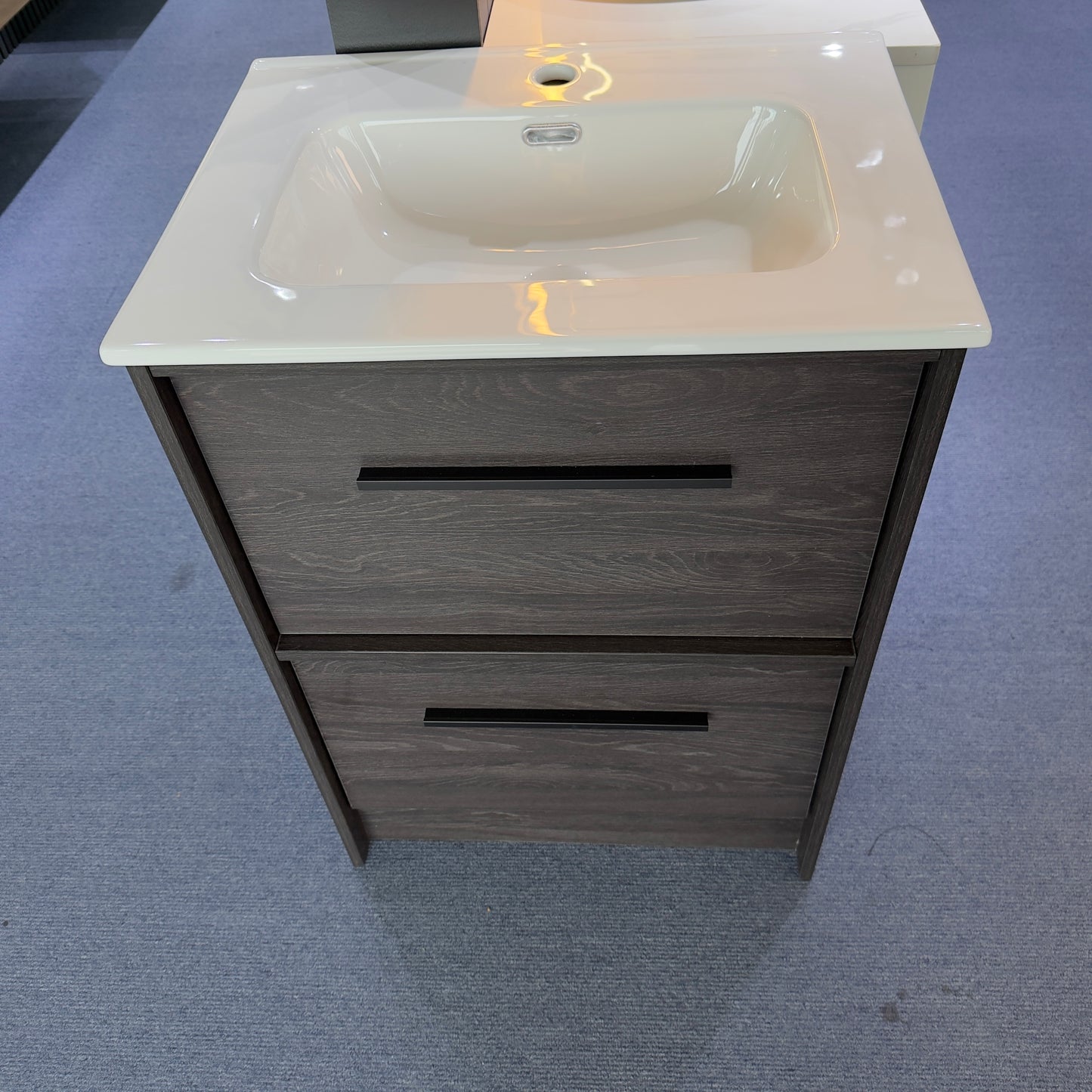 EMBER FLOOR STANDING VANITY 900MM - CHARRED ASH | 2 DRAWERS WITH CERAMIC BASIN