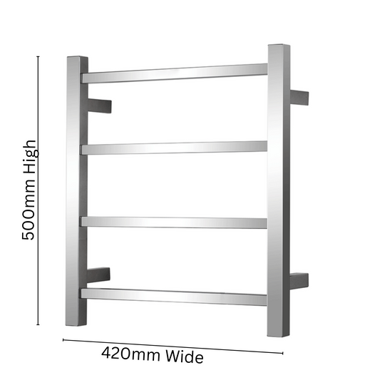 4 BAR SQUARE HEATED TOWEL RAIL DN 500H*420W*120D- CHROME
