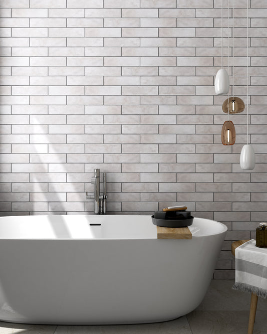 ALMOND BEIGE SUBWAY CERAMIC GLOSS TILES 75X300MM - $59/SQM - The Tile Collection™