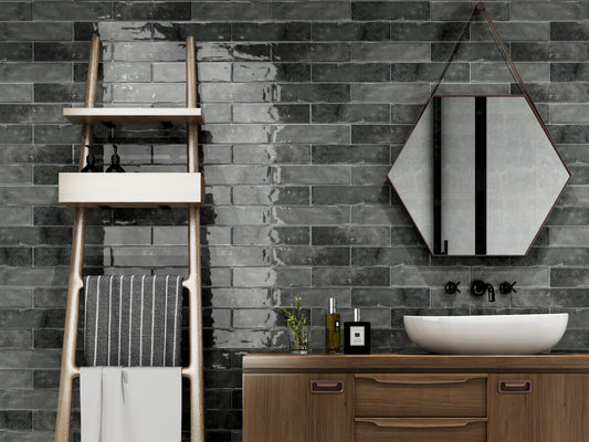 ASH GREY SUBWAY CERAMIC TILES 75X300MM - $59/SQM - The Tile Collection™