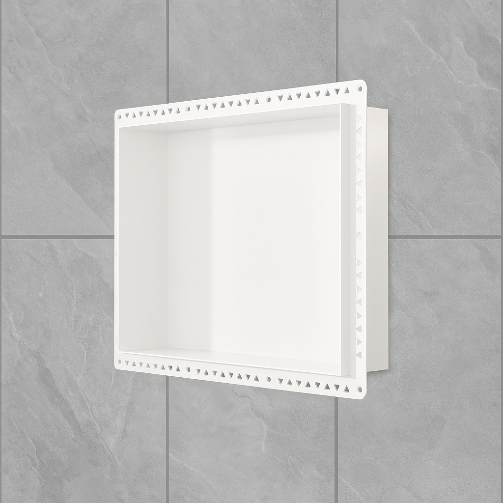ANOOK® SHOWER NICHE 400X300X90MM - APPLIANCE WHITE | STAINLESS STEEL