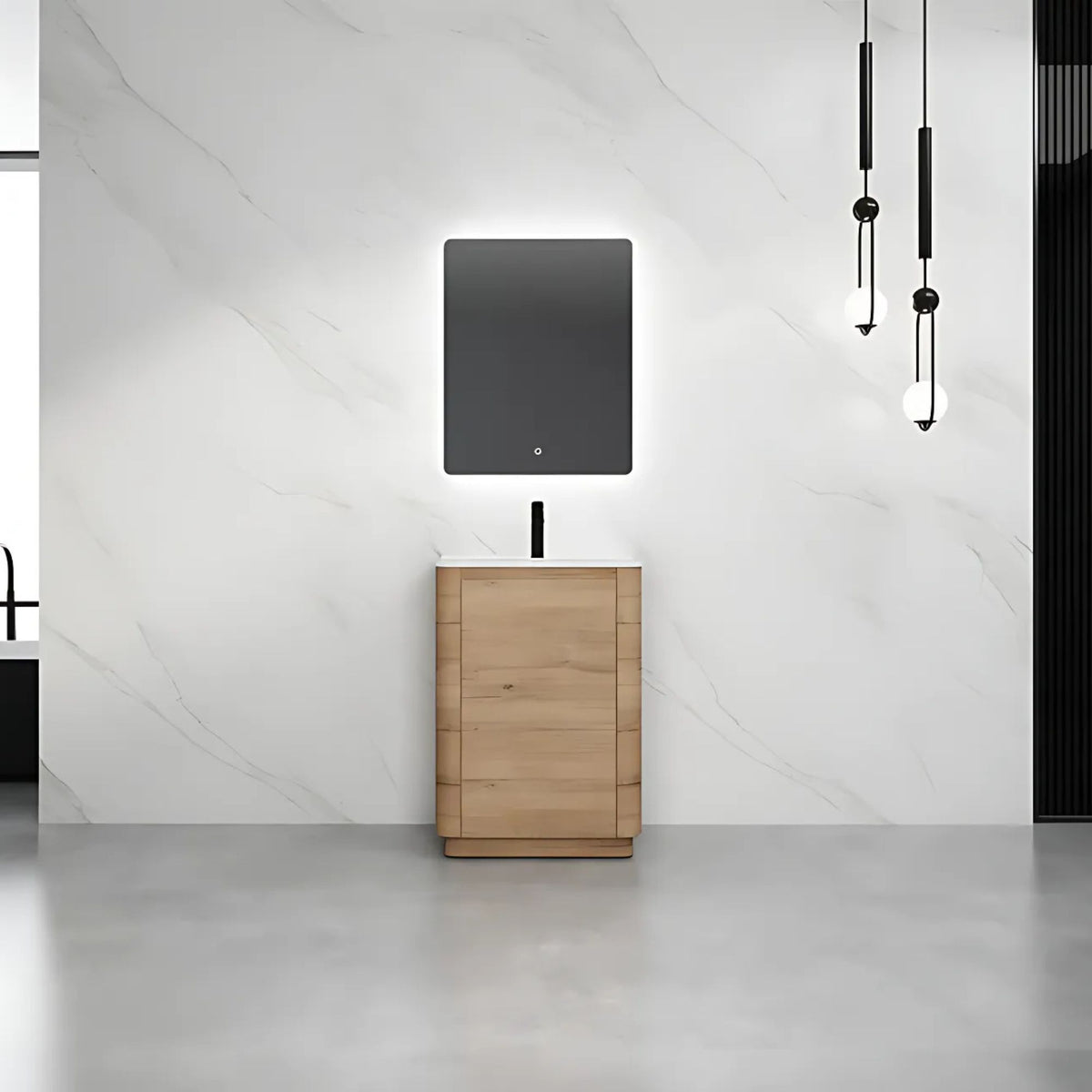600mm Brook Curved Floorstanding Vanity | Honey Oak