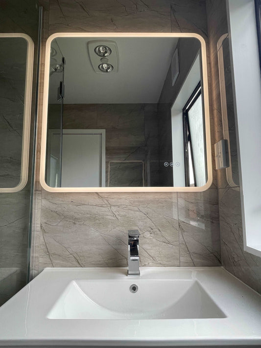 750X750MM ZEPHYR LED MIRROR | DEMISTER | 3 COLOURS LIGHT - The Tile Collection™