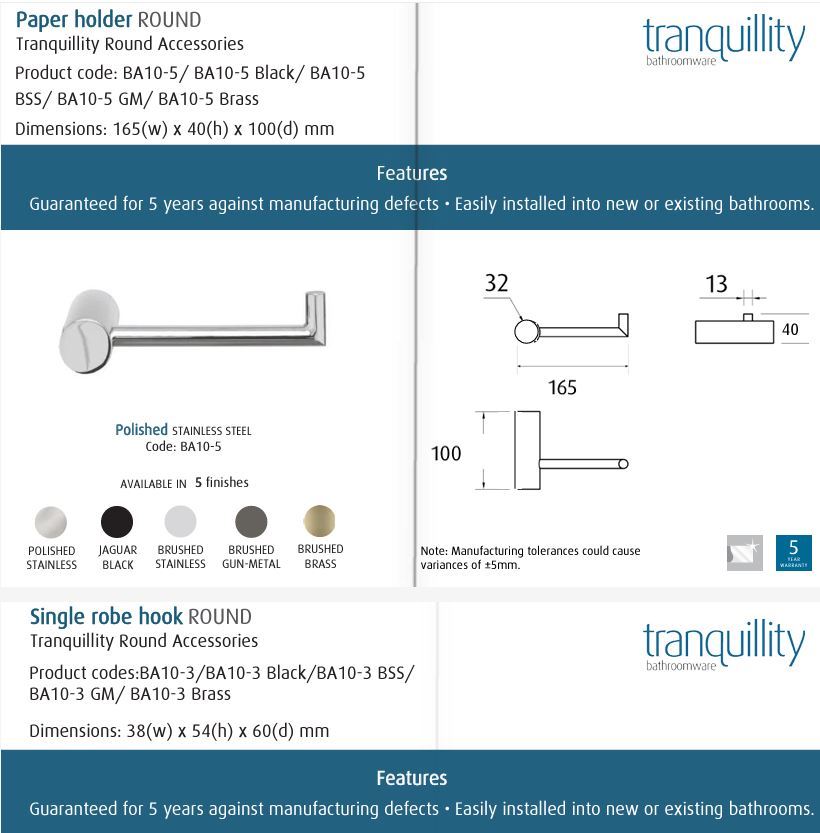 TRANQUILLITY ROUND TOILET ROLL HOLDER | 5 COLOURS - The Tile Collection™