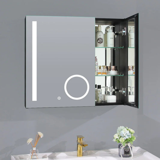 LED MIRROR CABINET | 900MM | BUILT IN DEFOGGER | MAGNIFYING MIRROR | 3 COLOUR LIGHTS - The Tile Collection™