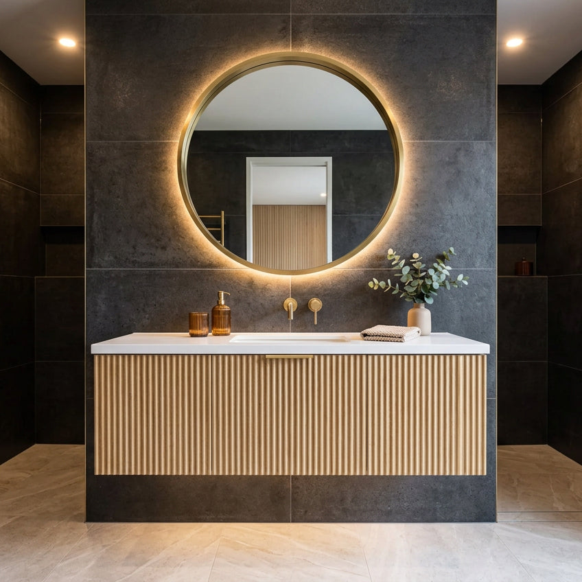 MR120 FLUTED 1200MM WALL HUNG VANITY WITH SINGLE DRAWER- LIGHT OAK