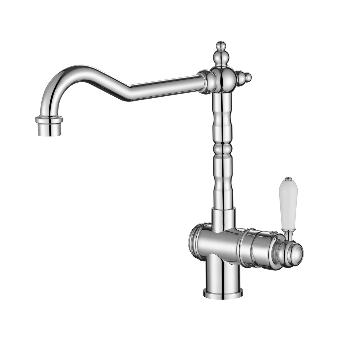 Bordeaux traditional kitchen mixer tap polished chrome single hole swivel spout ceramic lever