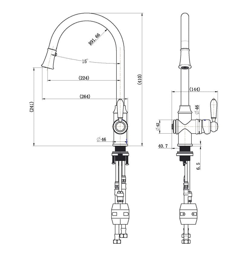 BORDEAUX PULL OUT KITCHEN MIXER | 4 COLOURS